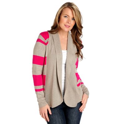 712-483 - Geneology Fine Gauge Knit Long Sleeved Open Front Cardigan Sweater