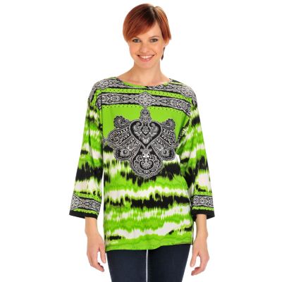 712-531 - Geneology Stretch Knit 3/4 Sleeved Drop Shoulder Side Slit Tunic