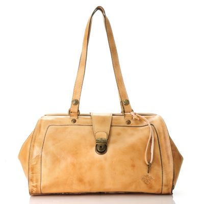 712-588 - Patricia Nash Oil Rubbed Leather Double Handle Frame Satchel