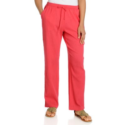 712-608 - OSO Casuals Cotton Gauze Drawstring Waist Slash Pockets Relaxed Pants