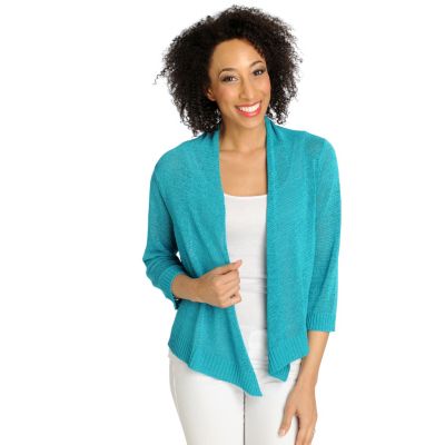 712-624 - Love, Carson by Carson Kressley Tape Yarn 3/4 Sleeved Open Cardigan