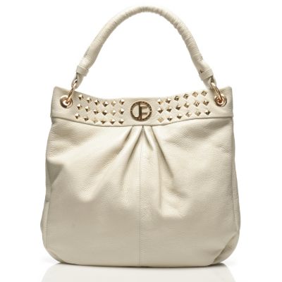 712-640 - Jack French London Leather "Foley" Pyramid Studded Shoulder Bag