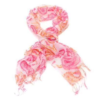 712-649 - Modern Heritage Lightweight Woven 73" x 26" Twisted Fringe Paisley Scarf