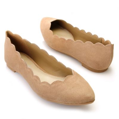 712-739 - MIA Suede Leather "Abie" Scalloped Ballet Flats