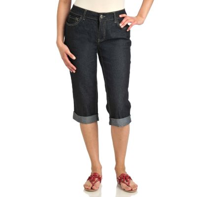 712-747 - Baccini Stretch Denim Cuffed Hem Five-Pocket Capri Pants 
