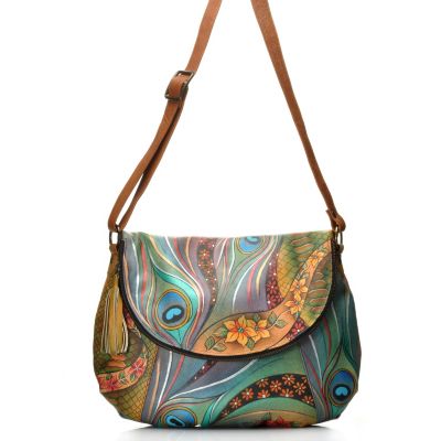712-855 - Anuschka Hand-Painted Leather Large Convertible Bag w /Matching Wallet