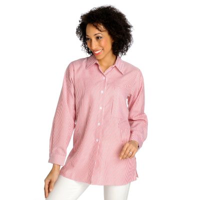 712-901 - OSO Casuals Woven Stripe Long Sleeved Button Down Tunic