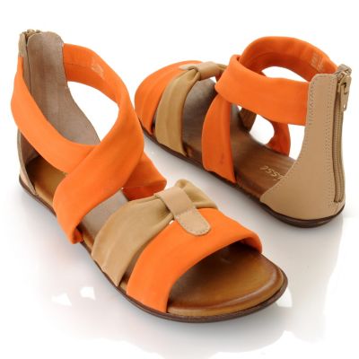 712-932 - Matisse&reg; Leather "Aussie" Crisscross Strap Back Zip Sandals