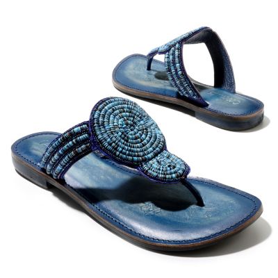 712-938 - Matisse&reg; Leather "Clarity" Bead & Sequin Embellished Thong Sandals