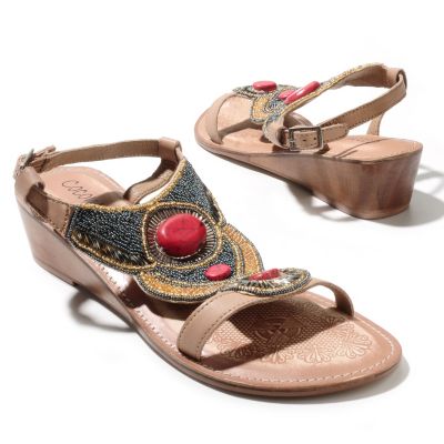 712-940 - Matisse&reg; Leather "Clarity" Bead & Sequin Embellished Thong Sandals