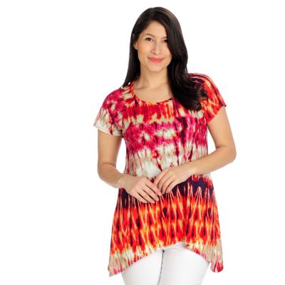 712-947 - Kate & Mallory Stretch Knit Short Sleeved Sharkbite Hem Top