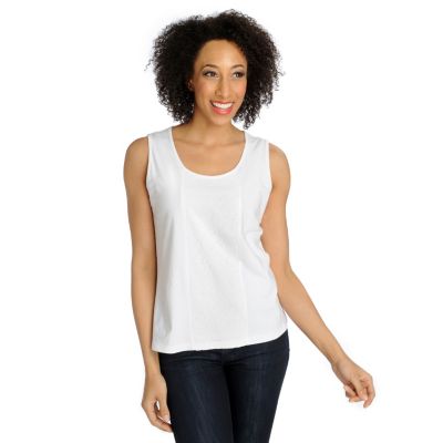 713-004 - OSO Casuals Cotton Knit Scoop Neck Eyelet Detailed Tank Top