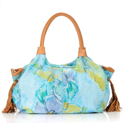 713-024 - Buxton&reg; Leather "Heather" Double Handle Tasseled Satchel
