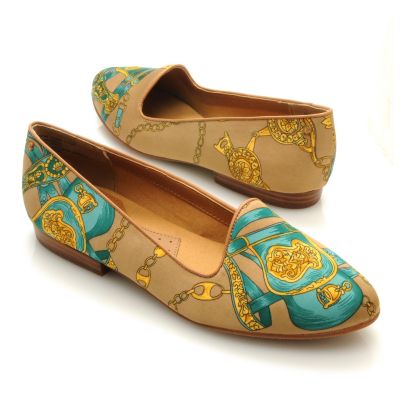713-254 - Bass Footwear Satin "Geneva" Scarf Print Smoking Loafers