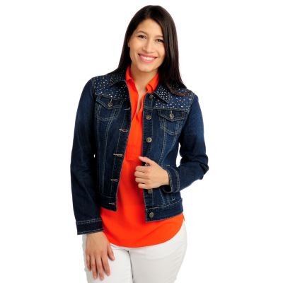 713-390 - OSO Casuals Twill Long Sleeved Embellished Denim Jacket