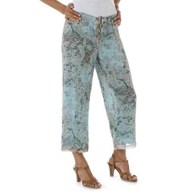Debbie Shuchat Printed Silk Drawstring Pants