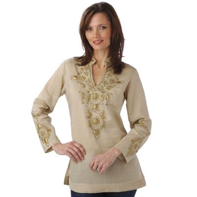 Sweta Gandhi Gold Leather Embellished Tunic