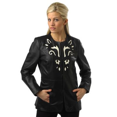 Pamela McCoy Leather Button Lamb Leather Jacket