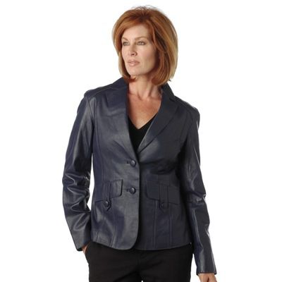 Pamela McCoy Notch Collar Lamb Leather Jacket