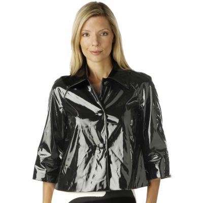 Henry New York Raglan Sleeve Button-Front Patent Finish Jacket