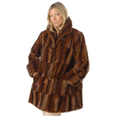 Pamela McCoy Mink Tissavel Reve Faux Fur Swing Coat