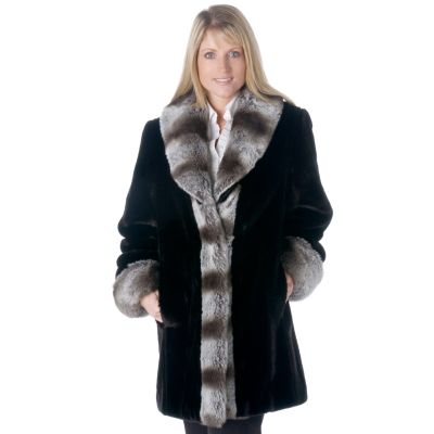 Pamela McCoy Tuxedo Front Mink Tissavel Reve Faux Fur Coat