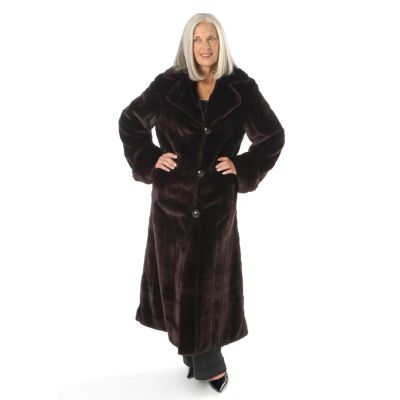 Pamela McCoy Notch Collar Mink Tissavel Reve Faux Fur Coat
