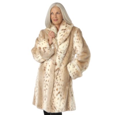 Pamela McCoy Shawl Collar Lynx Tissavel Faux Fur Coat