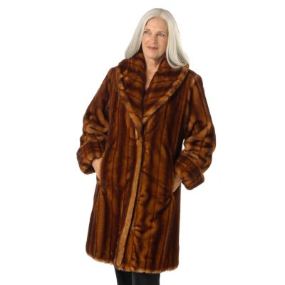 Pamela McCoy Shawl Collar Sable Tissavel Faux Fur Coat