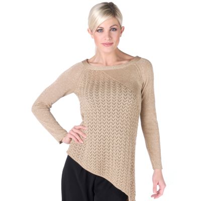 Henry New York Pointelle Trim Asymmetrical Sweater