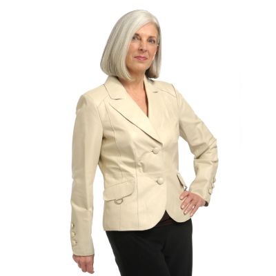 Pamela McCoy Button Front Leather Blazer