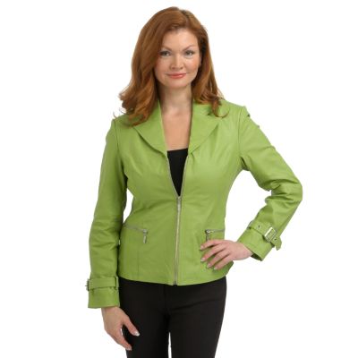 Pamela McCoy Croco-Embossed Leather Jacket