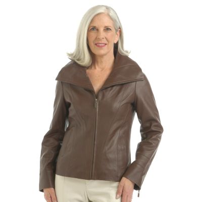 Pamela McCoy "Versailles" Zip Front Lamb Leather Jacket
