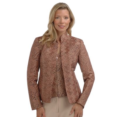 Pamela McCoy Animal Print Woven Vest & Jacket Set