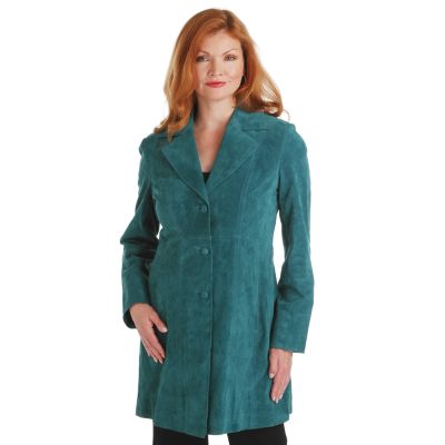 Pamela McCoy Button Front Suede Walking Coat