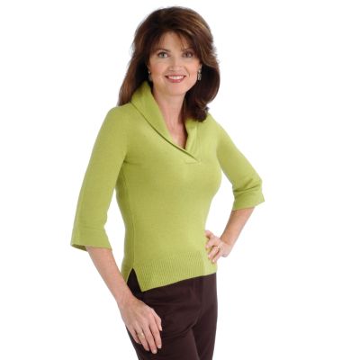 Henry New York Shawl Collar 3/4 Sleeve Cashmere Sweater