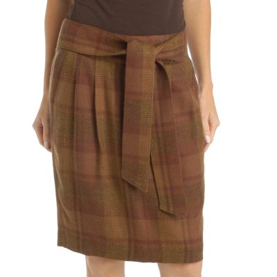 Henry New York Tie Sash Waist Pleated Slim Skirt