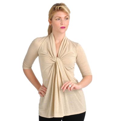 Henry New York Drape Front Detail Metallic V-Neck Tunic