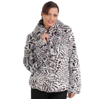 Pamela McCoy Wing Collar Safari Bobcat Reve Fur Replica Coat