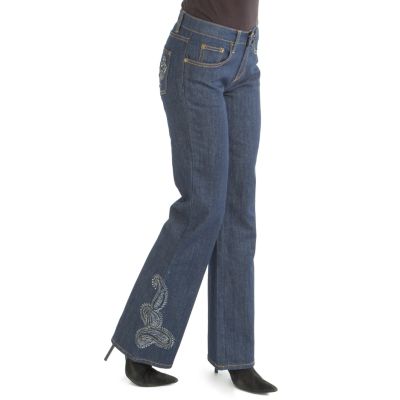 Pamela McCoy "Confidence" Paisley Embellished Denim Pants