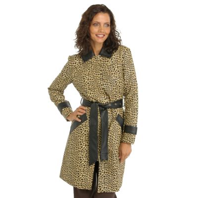 Pamela McCoy Metallic Nouveau Fabric Trench Coat