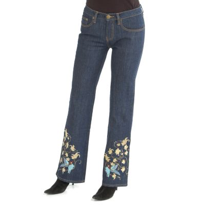 Pamela McCoy "Confidence" Crystal & Embroidery Embellished Denim Pants