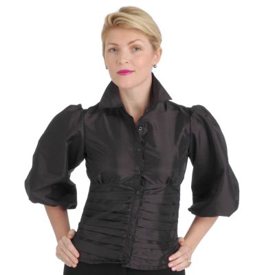 Warren by WD.NY Shirred Waist Taffeta Blouse