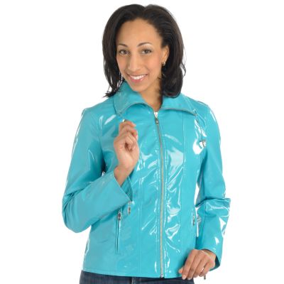 Pamela McCoy Drawstring Detail Patent Finish Jacket
