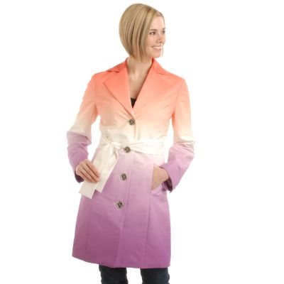 Pamela McCoy Ombre Print Single-Breasted Woven Trench Jacket