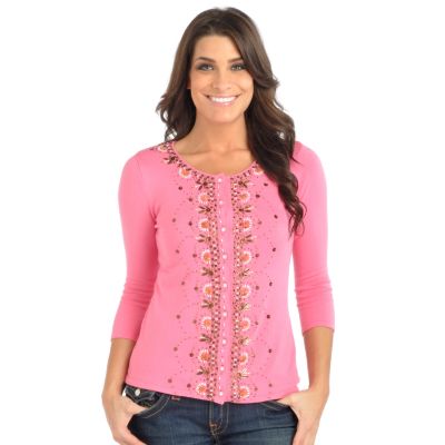 Babette Ballinger Beaded 3/4 Sleeve Cardigan