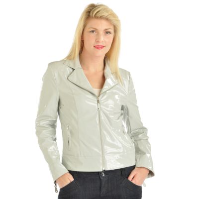Pamela McCoy Notch Collar Shiny Patent Finish Jacket