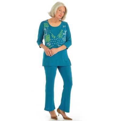 Boutique Chic Stretch Knit Shirt / Vest & Pants Set