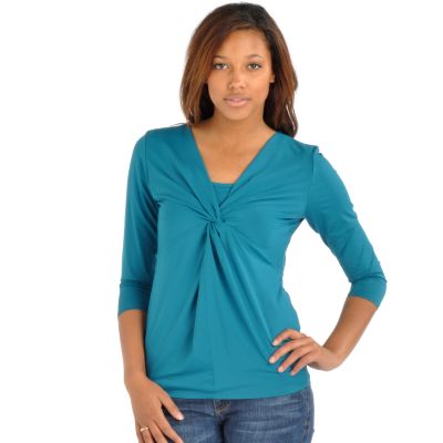 Pamela McCoy Knotted V-Neck Knit Top w/ Camisole Inset