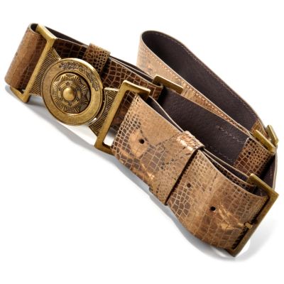 A17624 - Pamela McCoy Adjustable Buckle Croco Foil Print Suede Belt